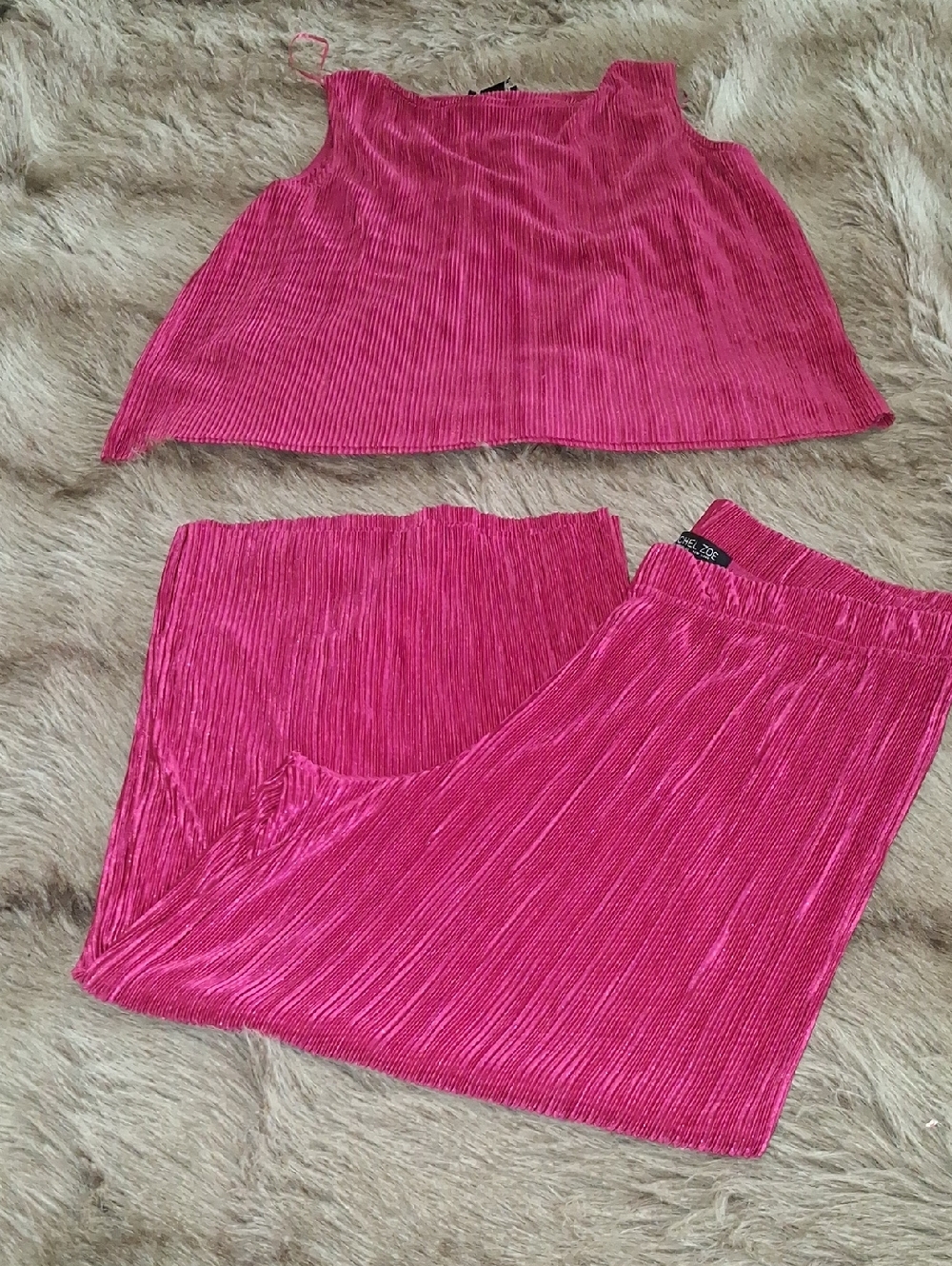 Rachel Zoe Hot Pink Pleated Two-Piece Set